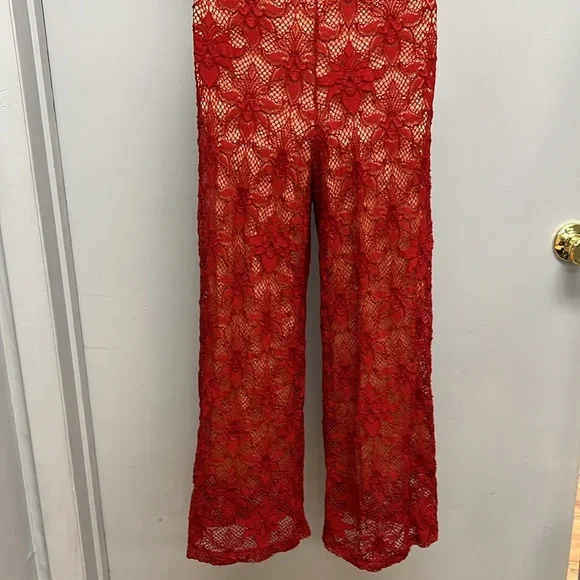 Nightcap x Free People Red Lace Jumpsuit – Size 2 – Made in USA
